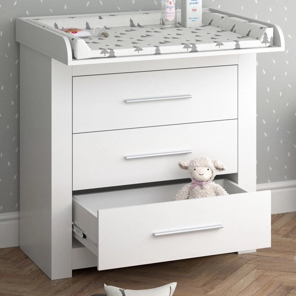 Fasciatoio Miro, Bianco, 86.6 x 86.5 cm, convertibile in cassettiera grazie al fasciatoio rimovibile