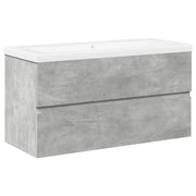Set Mobili da Bagno | Armadio da bagno 2 pz Grigio Cemento in Legno Multistrato