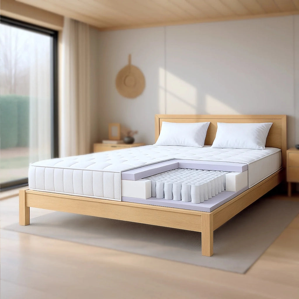 Materasso 160x190 a Molle Insacchettate e Memory Foam | Altezza 25 cm | Ergonomico, Ignifugo, Anallergico | Prodotto in Italia