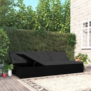Lettino Prendisole Reclinabile con Cuscini in Polyrattan Nero cod mxl 78707