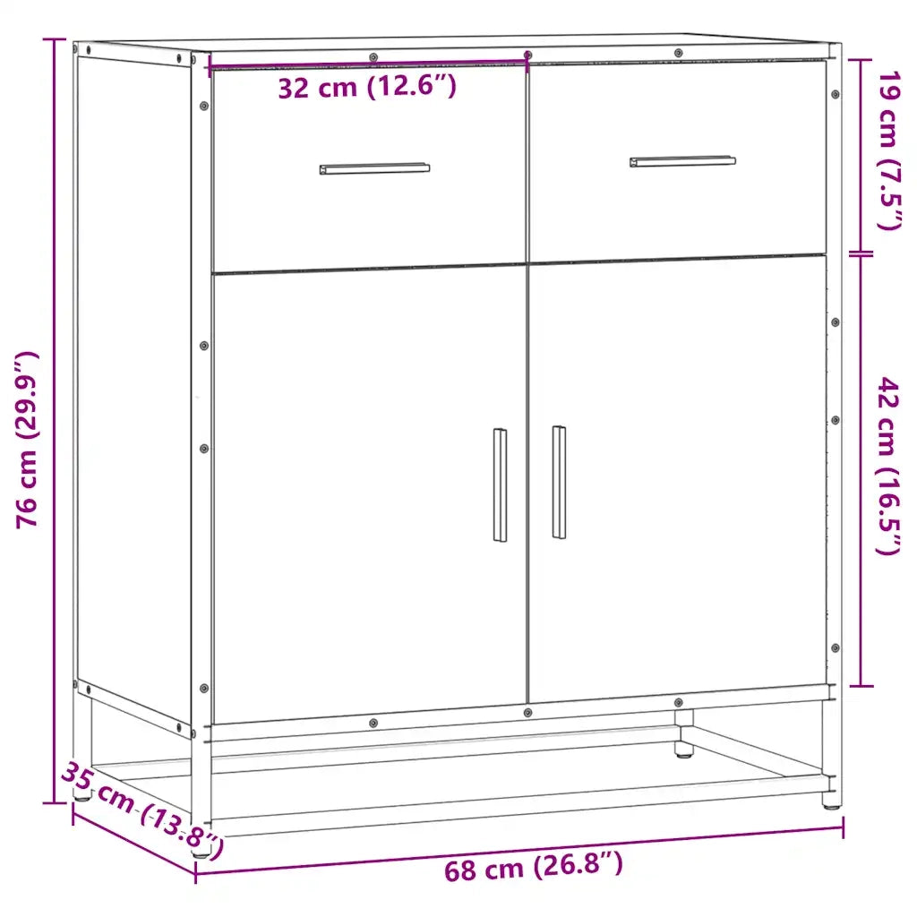 vidaXL Credenza Rovere Marrone 68x35x76 cm in Legno Multistrato