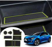 Pavimenti Antislittanti per Peugeot 208 e 2008 (2020-2024 e 2025), Supporto Armrest in Gomma per Console Centrale Peugeot 208 2023, Pavimento per Bicchiere, Pavimento per Deur (Giallo Verde 1)