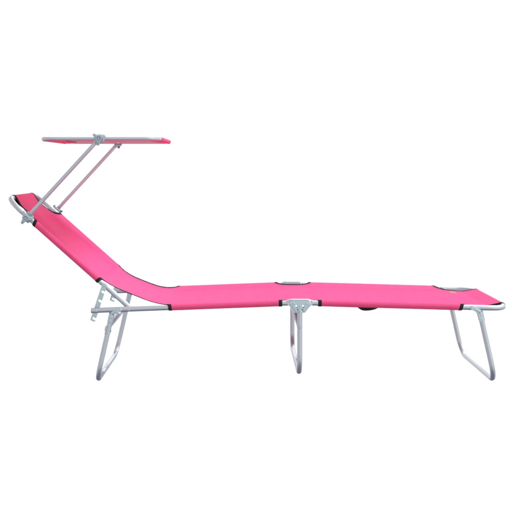 Lettini Prendisole Pieghevoli 2 pz con Tettuccio Rosa Tessuto Oxford 600D