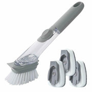 Trade Shop - Spazzola Lavapiatti 3in1 Con Serbatoio Erogatore Dosatore Sapone Pulizia Cucina -