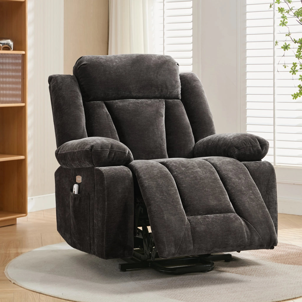 POLTRONA Relax elettrica massaggiante 95x94x107 cm Tessuto Marrone