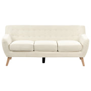 Divano 3 posti tessuto imbottito beige chiaro soggiorno minimalista scandinavo moderno