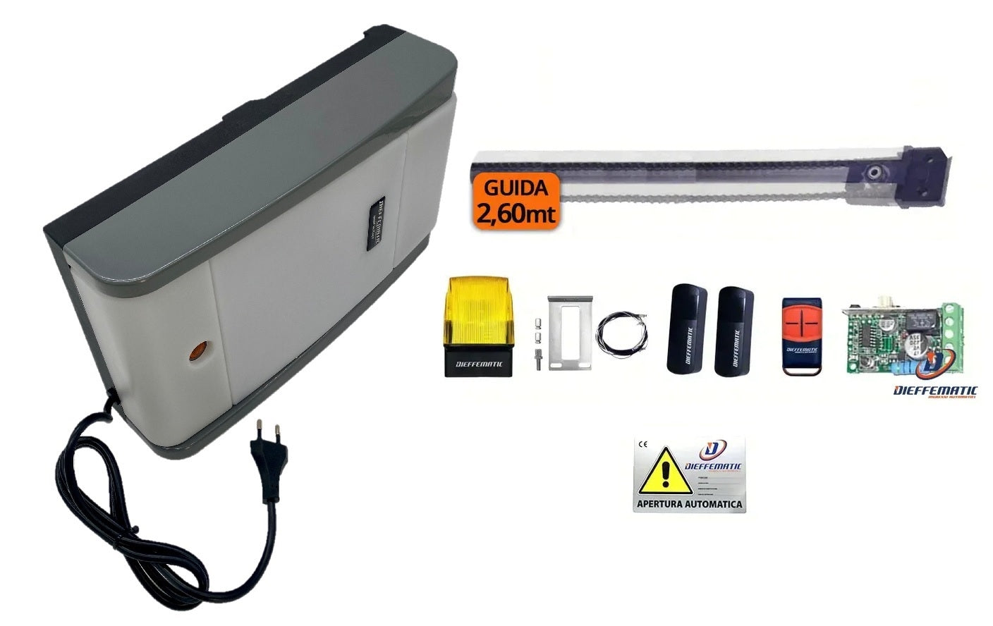 KIT HOME 100 MOTORE BASCULANTE A MOLLA CON GUIDA 2,6M COMPLETO DI ACCESSORI 24V