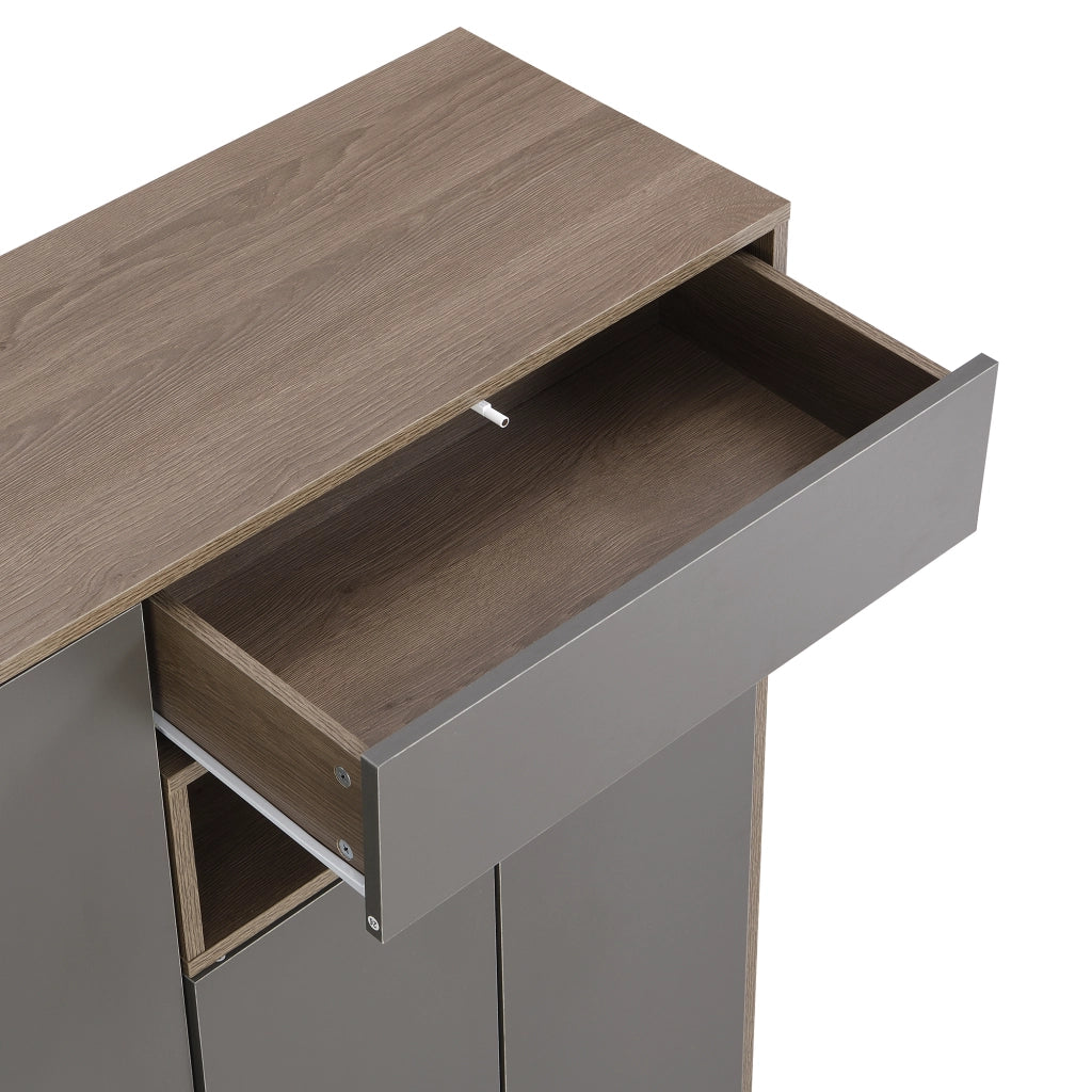 Panca portascarpe e armadio scarpe multifunzione con seduta imbottita e ripiani regolabili, grigio, 140/35/110 cm