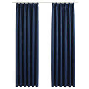 Tende Oscuranti | Tende Blackout con Ganci 2 pz Blu 140x245 cm