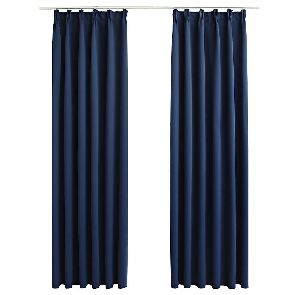 Tende Oscuranti | Tende Blackout con Ganci 2 pz Blu 140x245 cm
