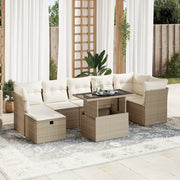 Set Divano da Giardino 8 pz con Cuscini Beige in Polyrattan 3327788