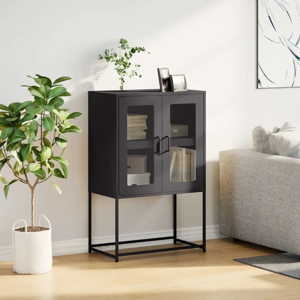 Credenza-Buffet-Armadio da cucina Nera 68x39x107 cm in Acciaio 923142