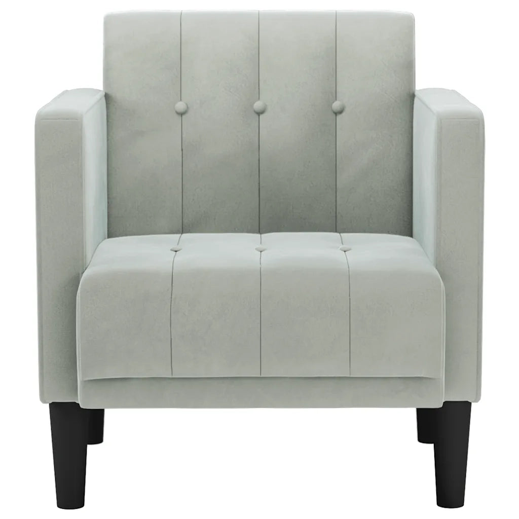 vidaXL Divano Sedia con Braccioli Grigio Chiaro 53 cm in Velluto