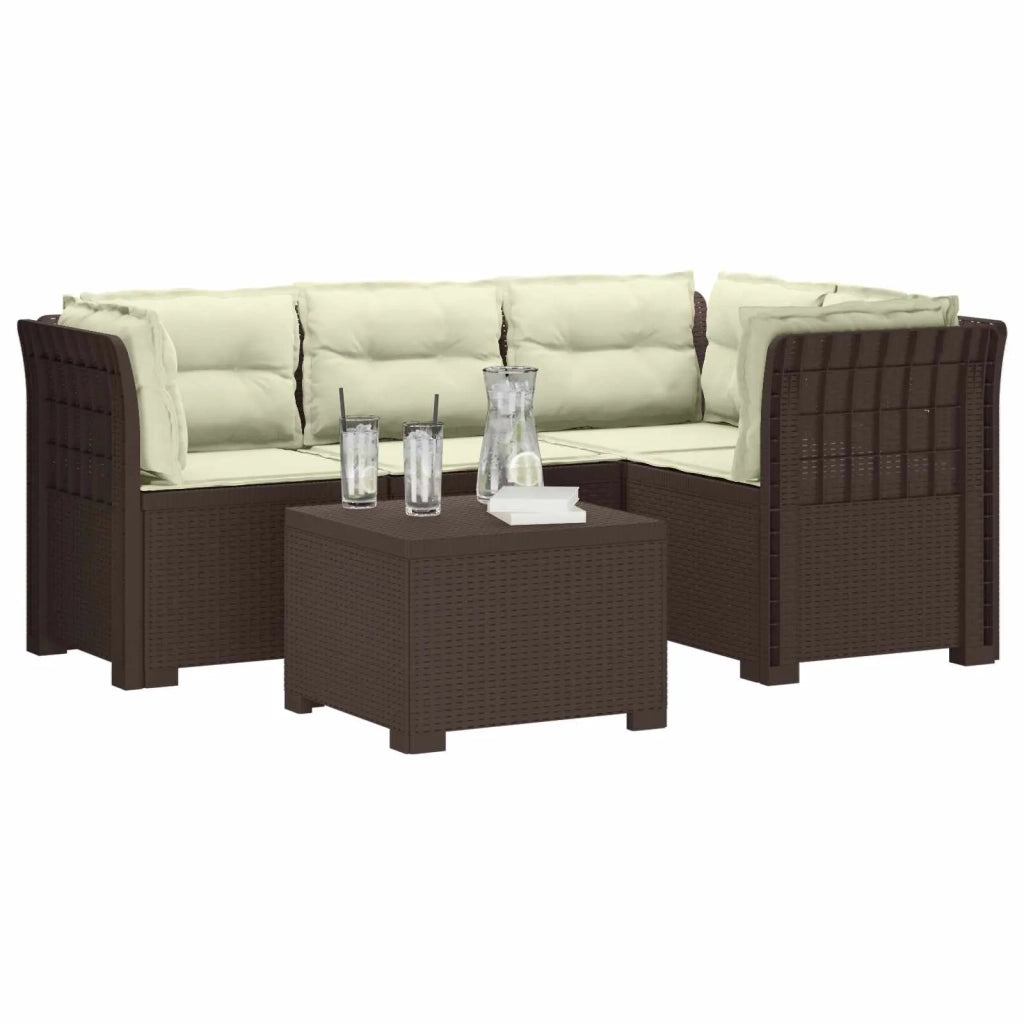 Divano da giardino 4 posti con cuscini aspetto rattan PP 3444018