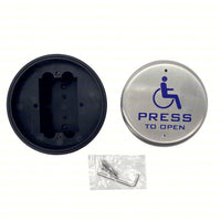 PULSANTE APERTURA DISABILI PORTE AUTOMATICHE ROTONDO IN ACCIAIO INOX COM, NO/NC