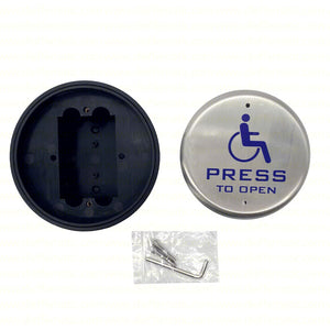 PULSANTE APERTURA DISABILI PORTE AUTOMATICHE ROTONDO IN ACCIAIO INOX COM, NO/NC