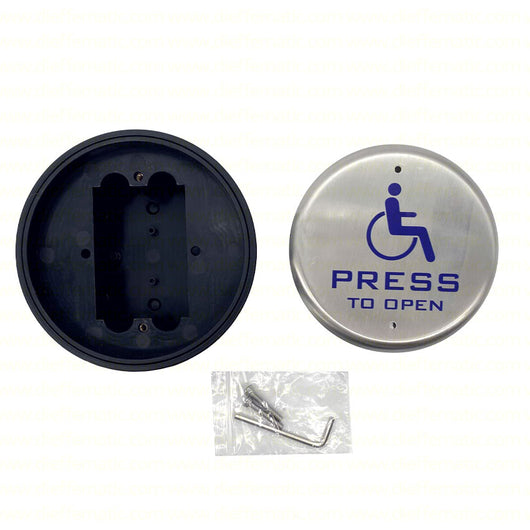 PULSANTE APERTURA DISABILI PORTE AUTOMATICHE ROTONDO IN ACCIAIO INOX COM, NO/NC