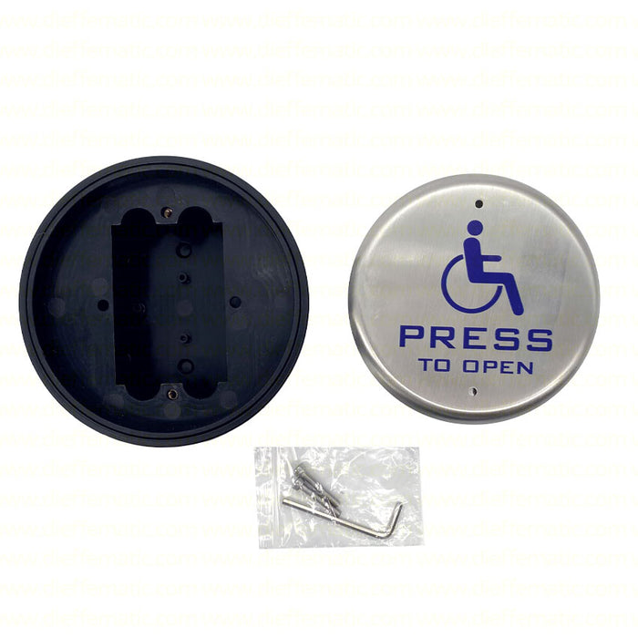 PULSANTE APERTURA DISABILI PORTE AUTOMATICHE ROTONDO IN ACCIAIO INOX COM, NO/NC