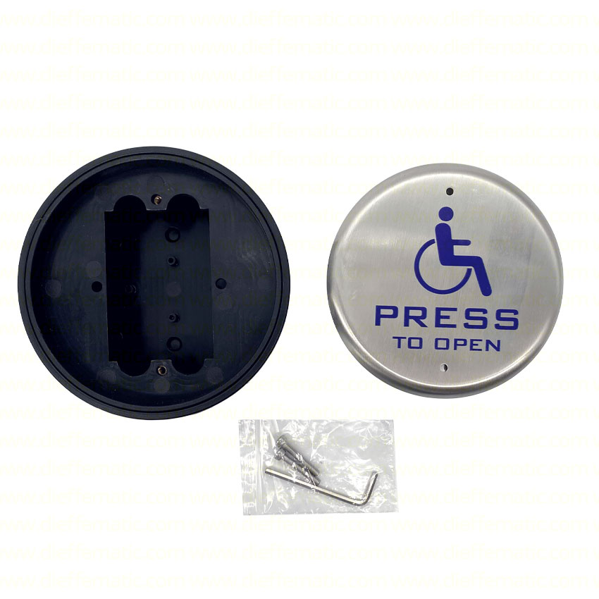 PULSANTE APERTURA DISABILI PORTE AUTOMATICHE ROTONDO IN ACCIAIO INOX COM, NO/NC