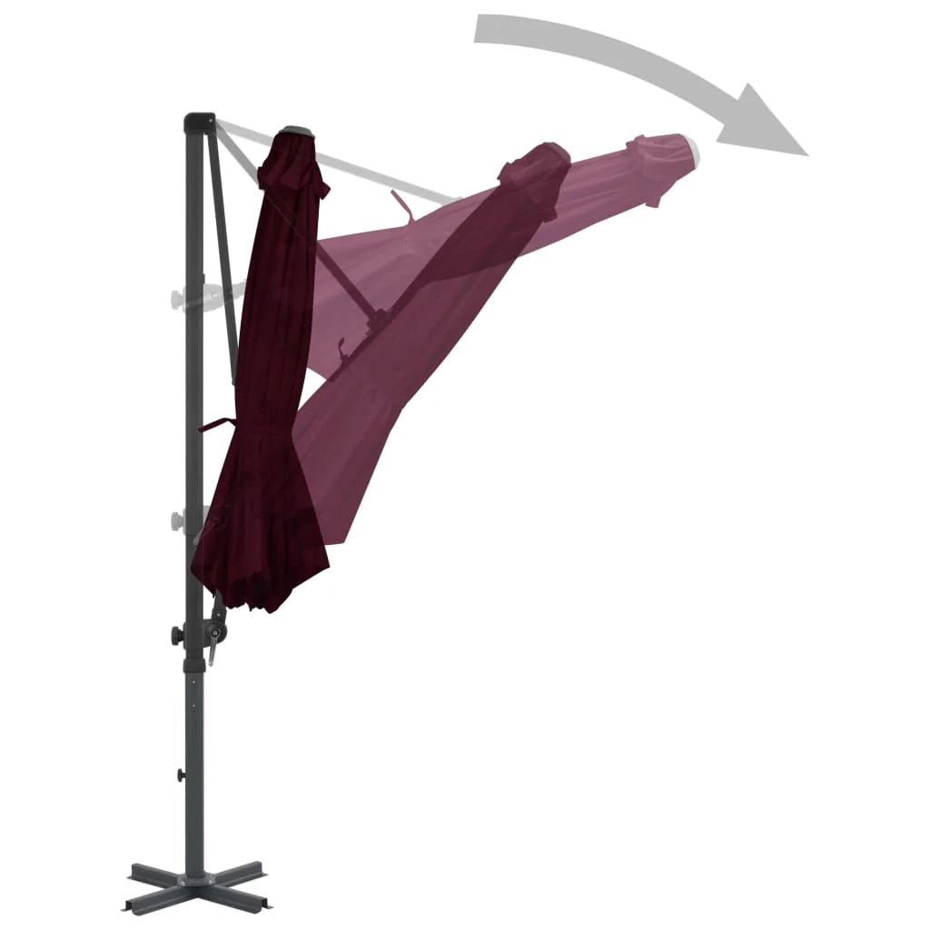 Ombrellone a braccio con palo in alluminio da 300 cm rosso bordeaux 02_0008499