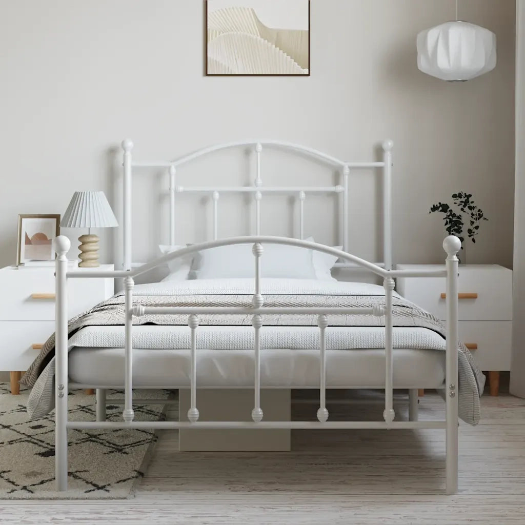 Giroletto con Testiera e Pediera Metallo Bianco 100x190 cm 353500