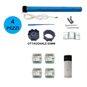 KIT 4 MOTORI TAPPARELLA 50Nm 100Kg CON CENTRALINE E TELECOMANDO 6 CANALI