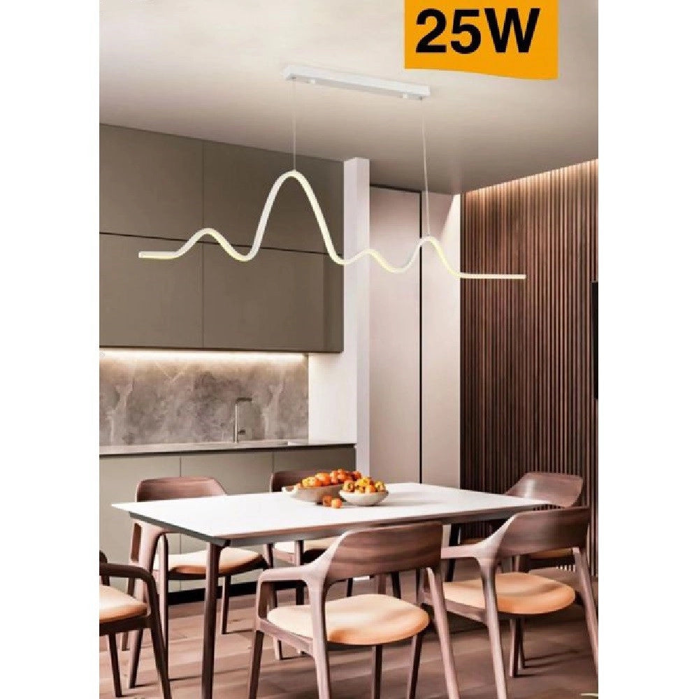 Trade Shop - Lampadario Sospensione Led Moderno Onda Sfalsata 25w Luce 6500k 3000k 4000k B73b -