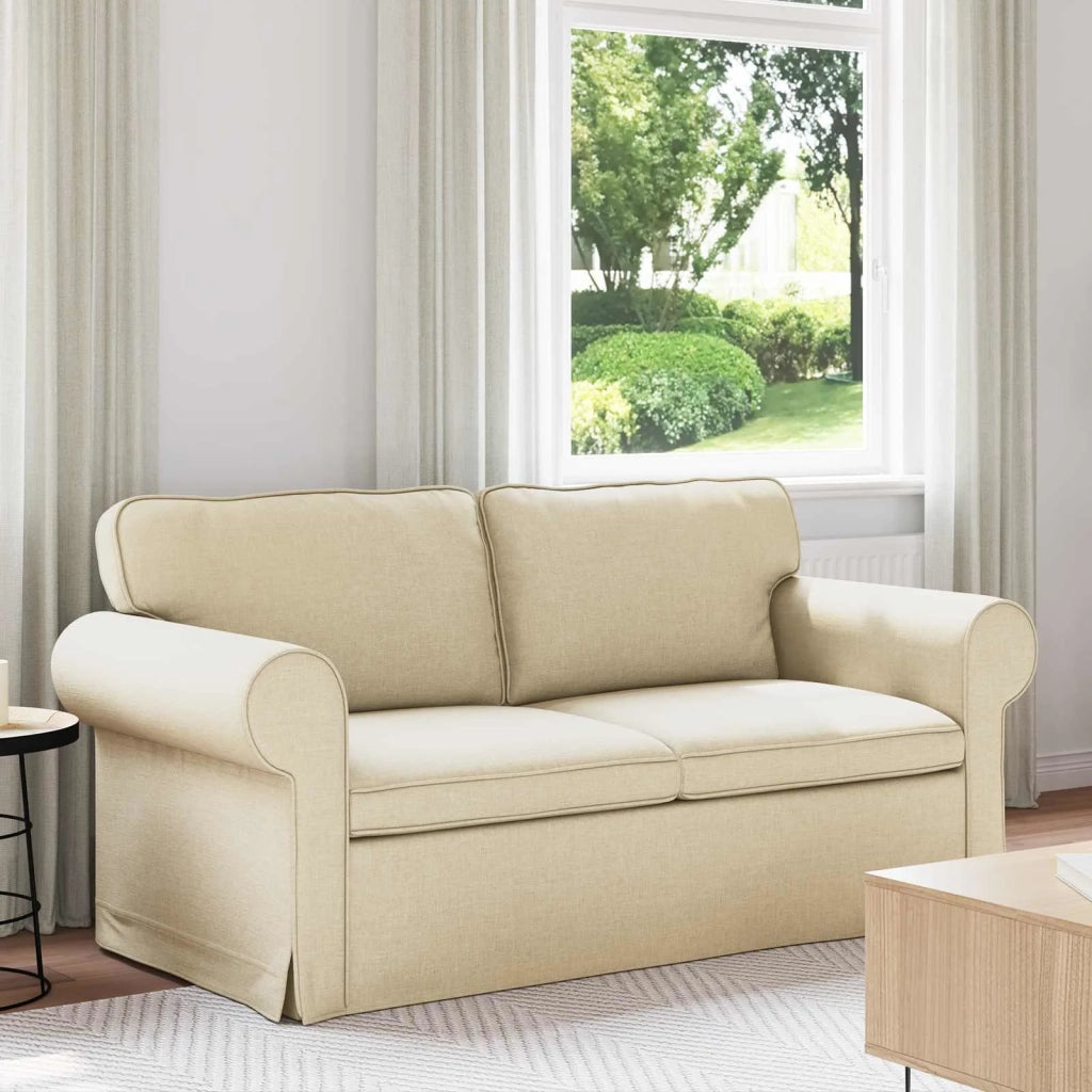 Divano Crema 215 x 82 x 80 cm Tessuto