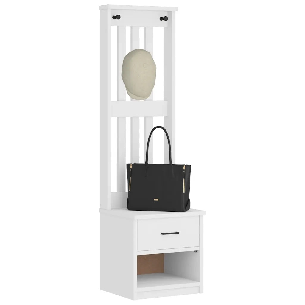 Albero da Ingresso SANDNES Bianco 45x40x159,5 cm Legno di Pino 4010483