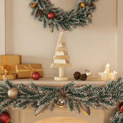 Alberi di Natale Decorativi in Legno 2pz 30cm Massello di Pino 357992