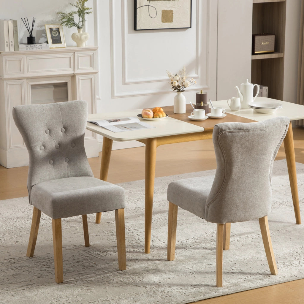 Sedia da pranzo 98x38x47.5 cm con schienale alto e montaggio semplice in chenille grigio