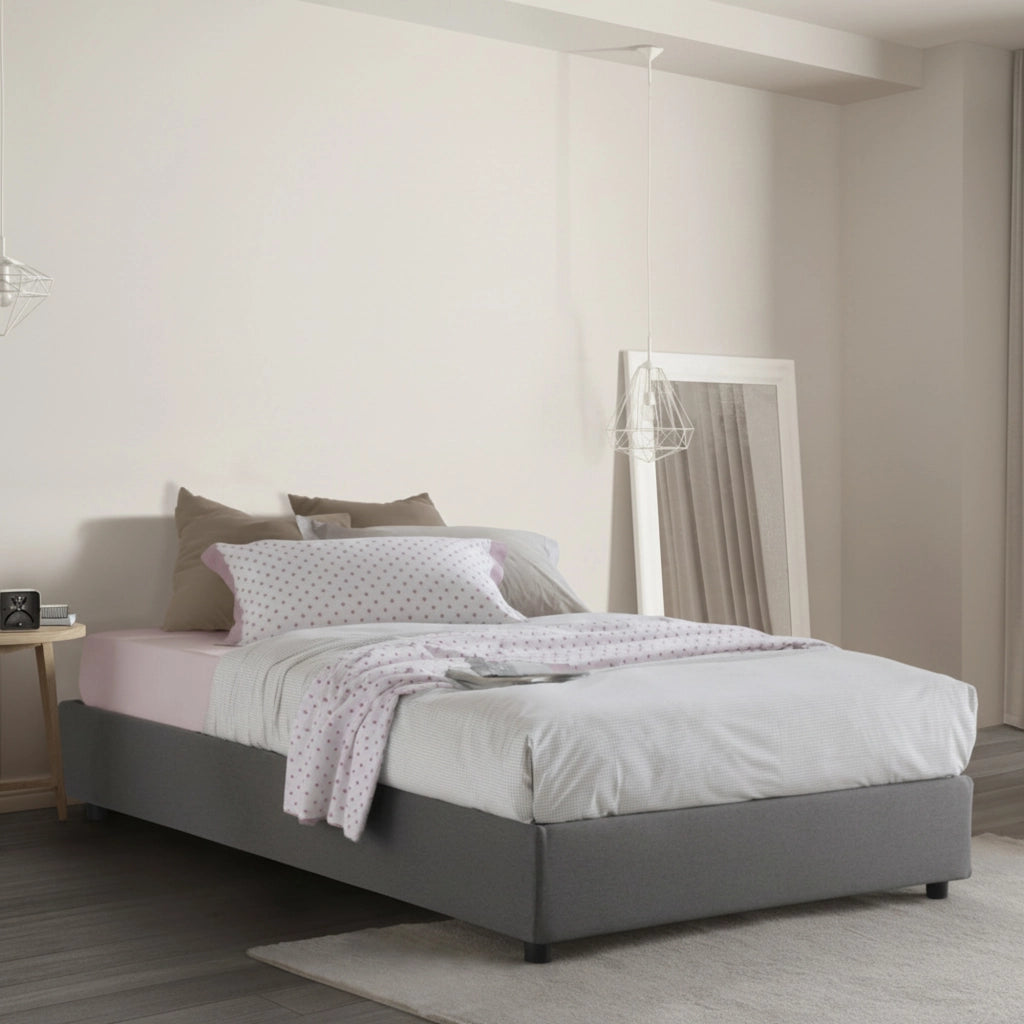 Asid, Letto Piazza e Mezza Sfoderabile Made in Italy, Grigio