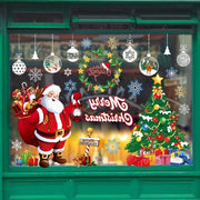 Decorazione di vetro per finestra grande Babbo Natale albero di Natale fiocchi di neve scatola di regalo adesivo PVC doppio lato riciclabile decorazione natalizia - rosso e verde