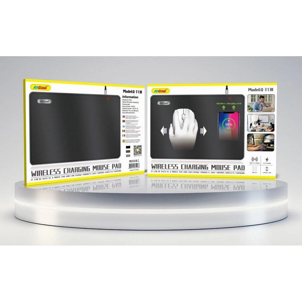 Trade Shop - Tappetino Per Mouse 2in1 Con Caricatore Ricarica Wireless 10w Incorporata Q-t138 -