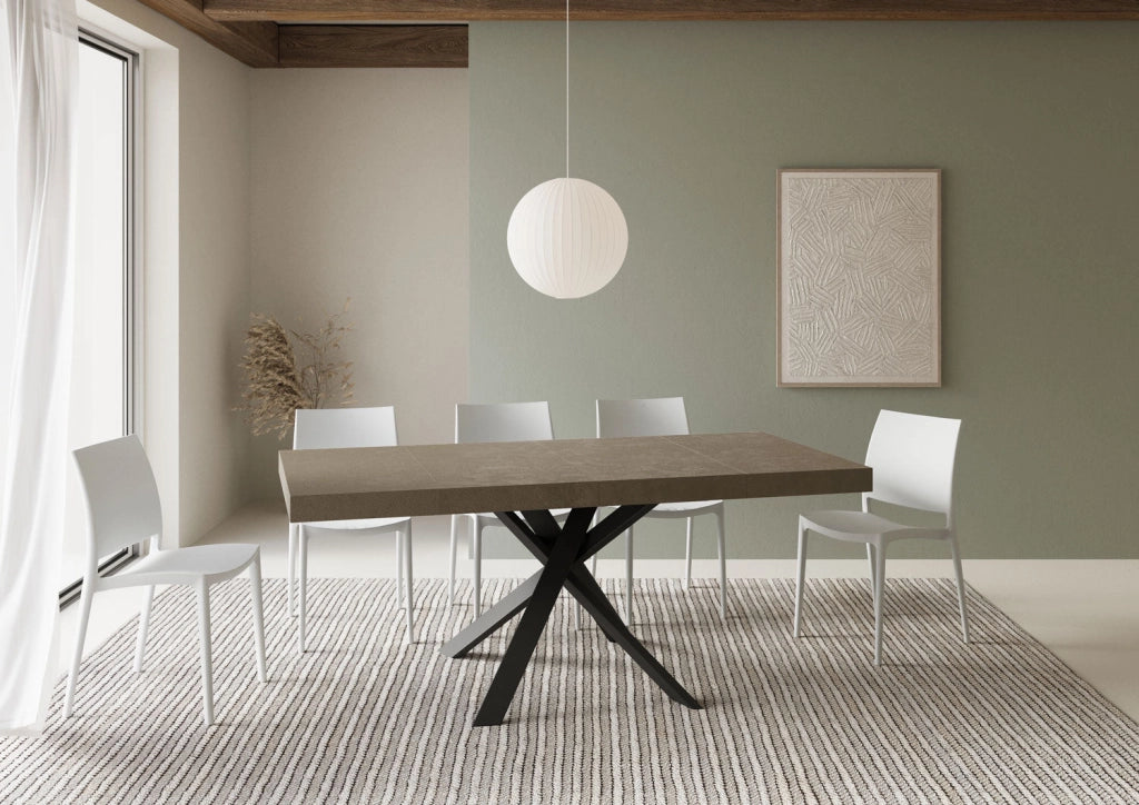 Tavolo Allungabile 90-194x90x76 cm Clerk Premium Tortora Gambe Antracite