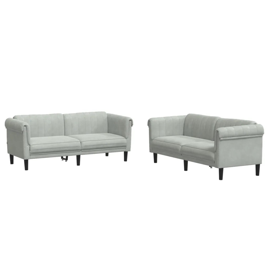 Set di Divani 2 pz Grigio Chiaro in Vellutocod mxl 116533