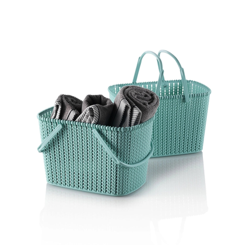 Set 2 cestini portaoggetti con manico HARDY blu