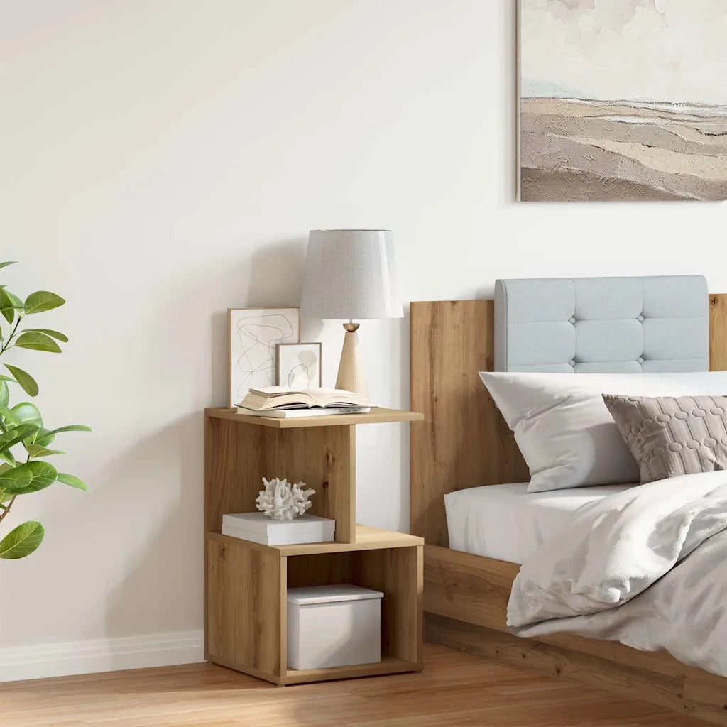Comodino | Armadio da Notte | Mobiletto da notte Rovere Artigianale 35x35x55 cm in Legno Multistrato