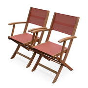 Set 2 sedie da giardino pieghevoli in legno di eucalipto, terracotta