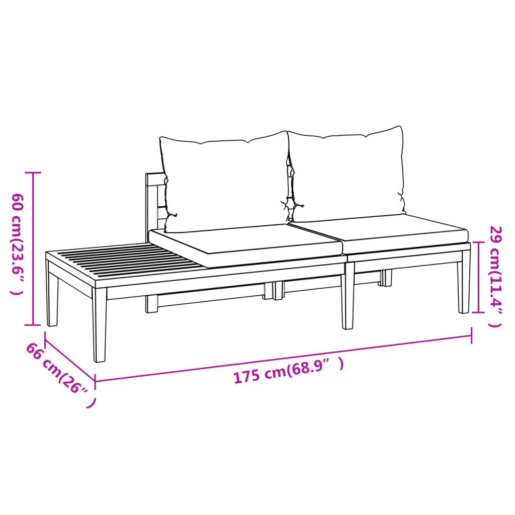 Panche da Giardino con Cuscini Grigio Scuro 2pz Legno di Acacia 3087281