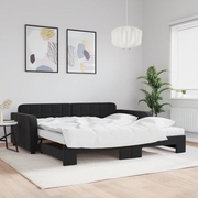 Divano Letto Estraibile con Materassi Nero 100x200 cm Velluto 3196964