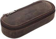 Etui in pelle di vitello con cerniere YKK, contenitore per penne, contenitore per bambini e bambine, antracite