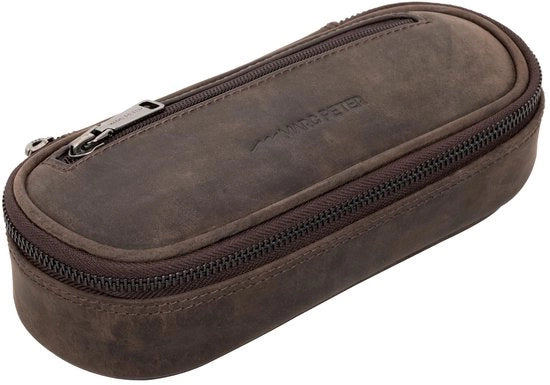 Etui in pelle di vitello con cerniere YKK, contenitore per penne, contenitore per bambini e bambine, antracite