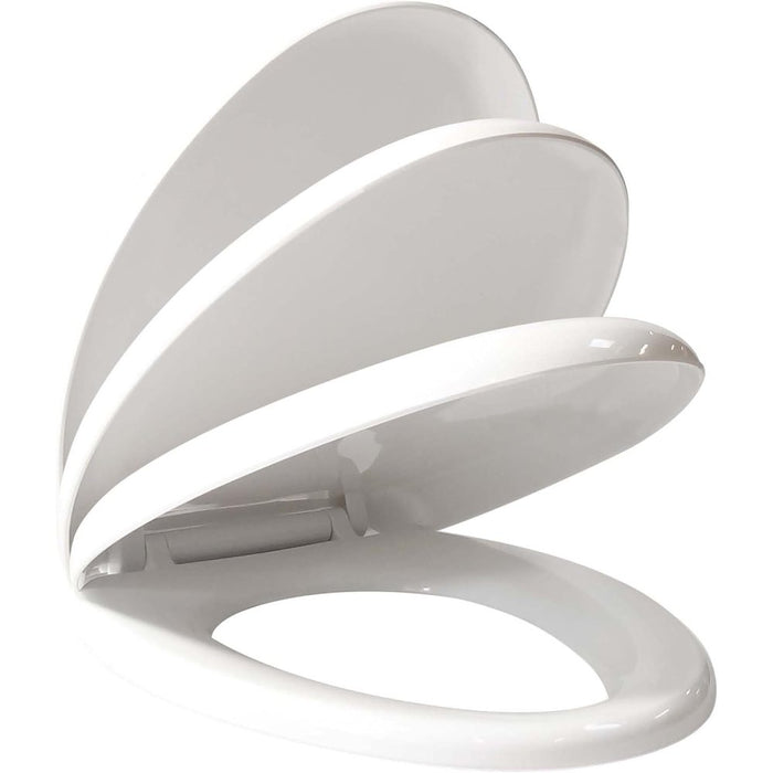 Sedile wc con abbassamento automatico in bianco, antibatterico