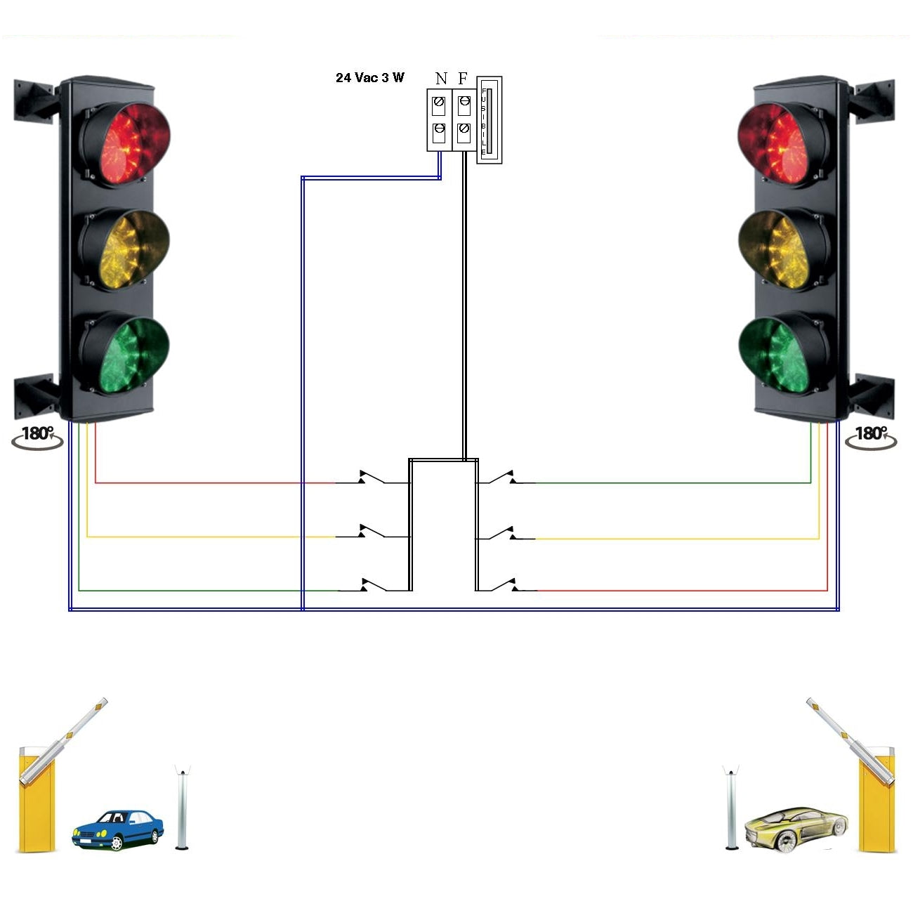 2 SEMAFORI 3 LUCI 6 SCHEDE DA 24 LED ROSSI GIALLI VERDI Securvera SK-SLT2S3LRVA