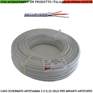 CAVO SCHERMATO ANTIFIAMMA 2 X 0,22 SOLO PER ANTIFURTO Securvera SM-CS2CSAFTSB