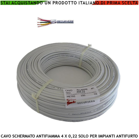 CAVO SCHERMATO ANTIFIAMMA 4 X 0,22 SOLO PER ANTIFURTO Securvera SM-CS4CSAFTSA