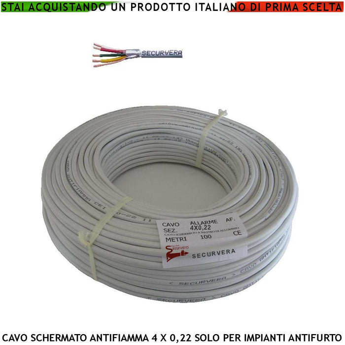 CAVO SCHERMATO ANTIFIAMMA 4 X 0,22 SOLO PER ANTIFURTO Securvera SM-CS4CSAFTSA