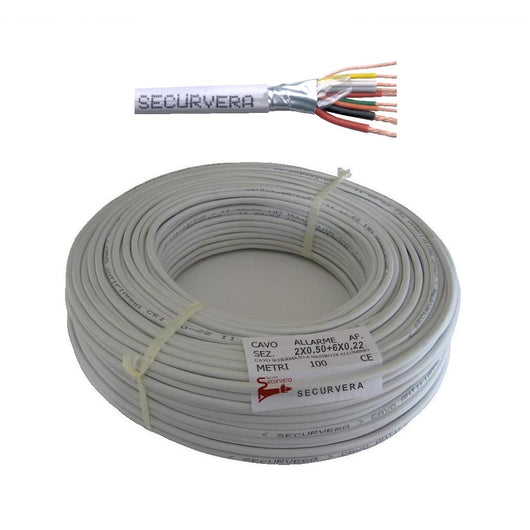 CAVO SCHERMATO ANTIFIAMMA 2X0,50+6X0,22 PER ANTIFURTO Securvera SM-2S6CSAFTSB