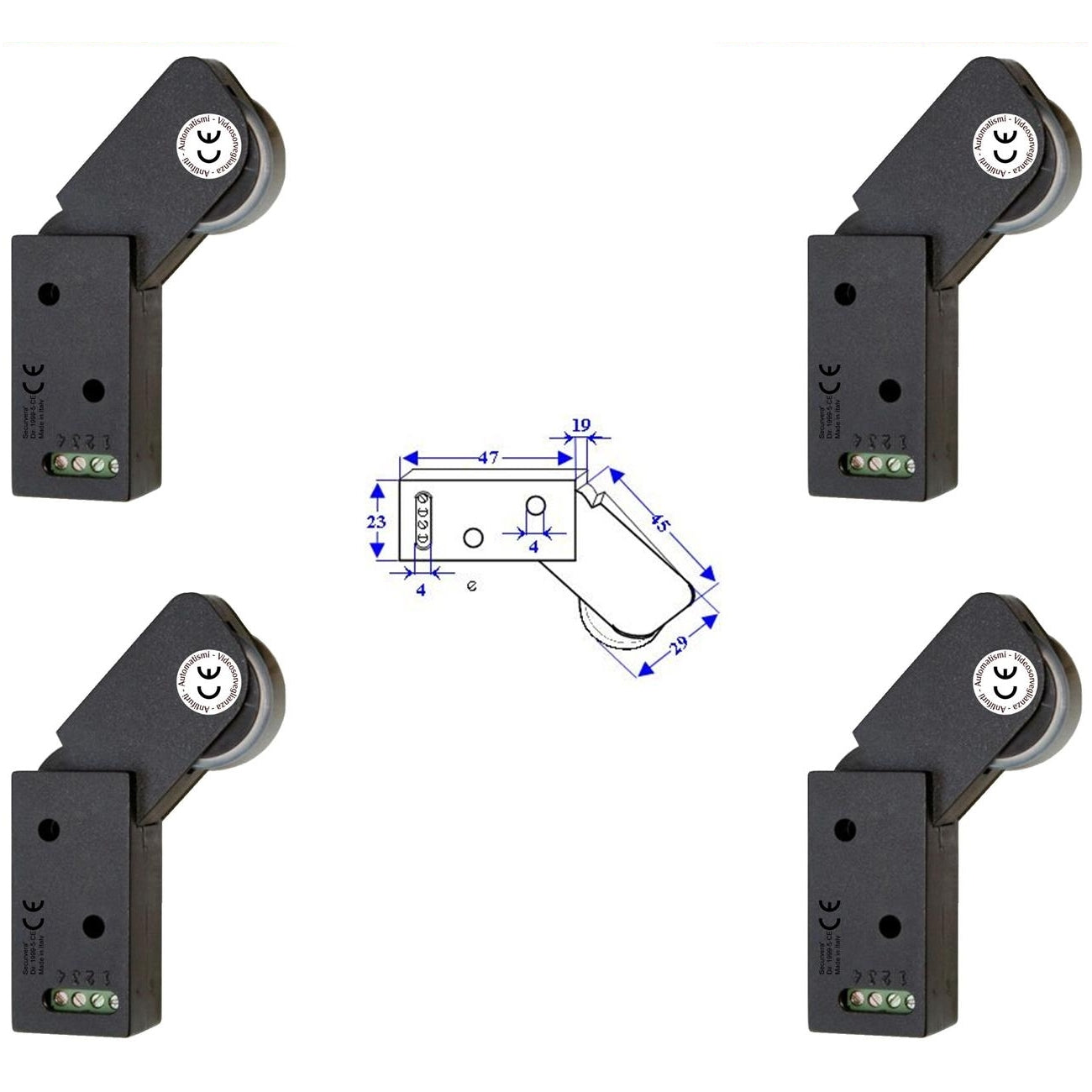 4 ROTELLI CONTATTI ALLARME A PASSAGGIO Securvera SE-RCMQRCVAPD